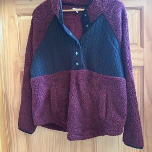Maurices Burgundy and Black Fleece Pullover